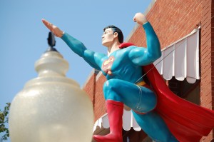 Flying Superman Statue in Metropolis