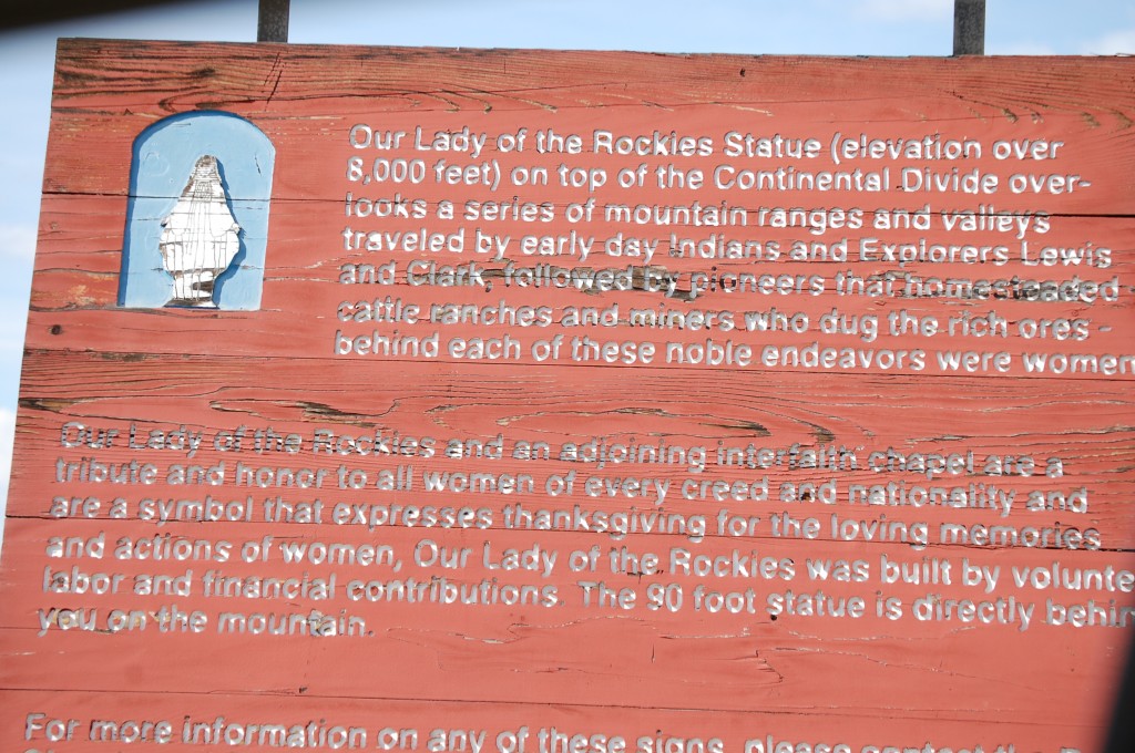 Our Lady of the Rockies info sign at Butte Overlook