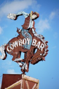Famous Cowboy Bar Sign in Jackson, WY