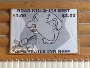 Road Kill Beef Jerky sign at Chriswell's