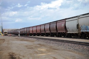Long train running in Shelby, Montana