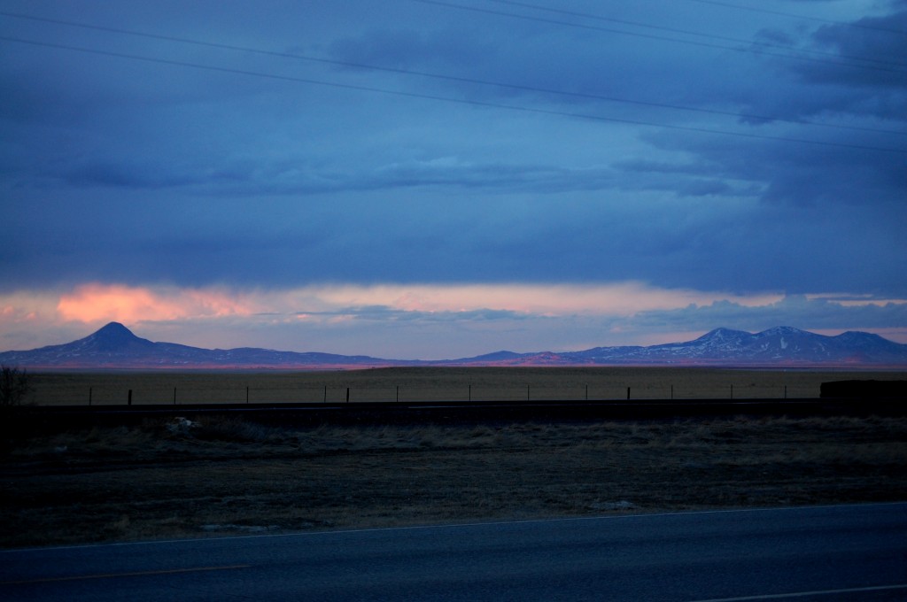 Mountains to the north of Shelby, with an awesome sunset.
