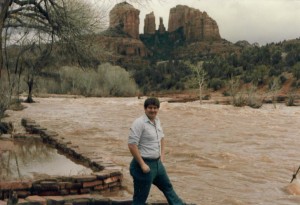 David at Oak Creek when the creek was flooding
