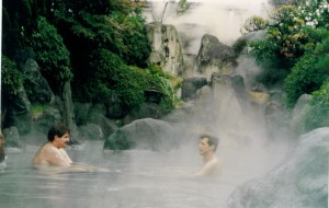 David enjoying a spa in Beppu