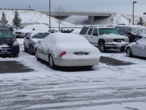 My car after a late March snowstorm in Rexburg