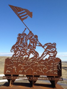 Iwo Jima Metal Art at Veteran's Memorial in Shelby, Montana. This was made by local veteran John Alstad