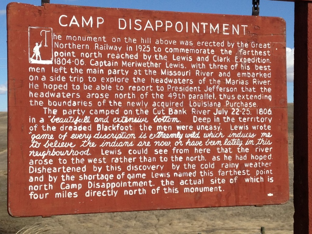 Camp Disappointment Historical Sign
