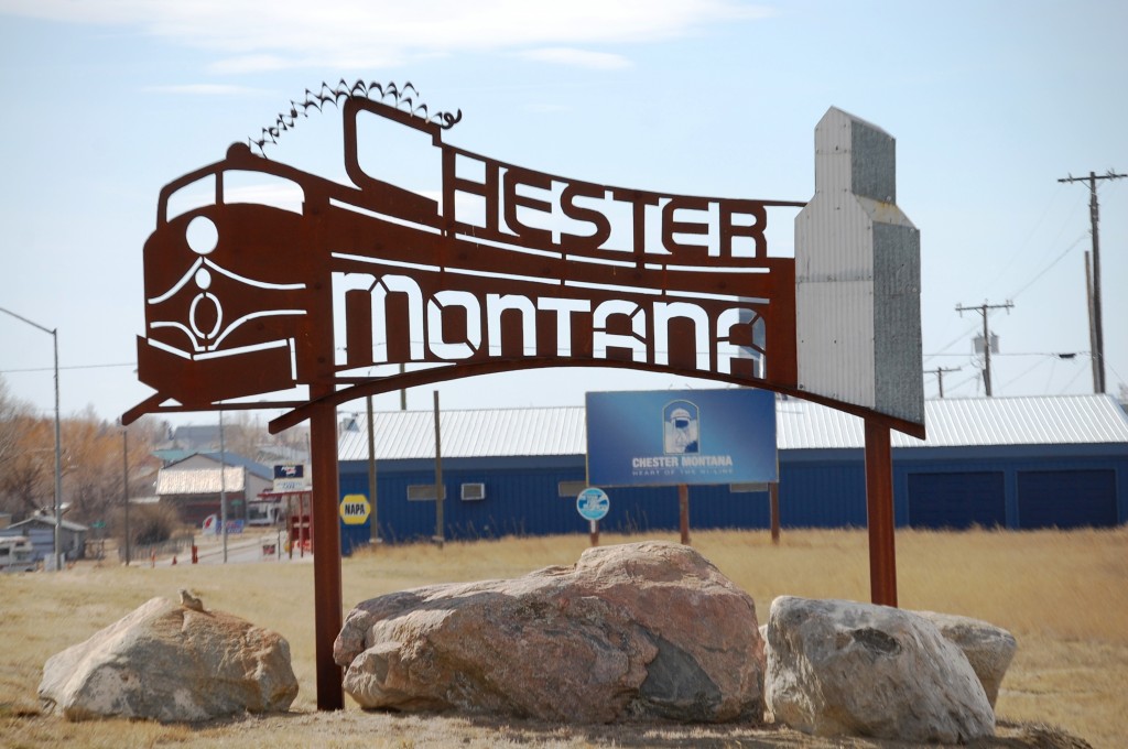 Chester, Montana welcome sign