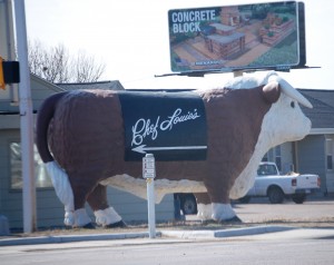 Not all corn in Mitchell. There is also a giant cow advertising a steak house.