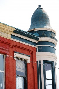 Corner Tower on building in What Cheer, IA