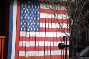 Wooden Flag in Le Claire, IA