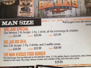 Big Burger Menu at Jud's
