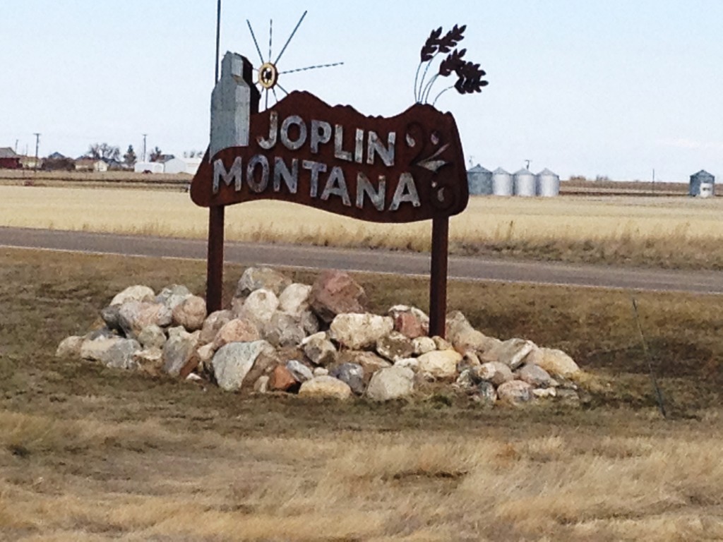 Joplin, Montana sign - another of the many metal signs on the Hi-Line