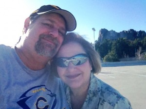 Julianne and David at Mt. Rushmore, April 1, 2013 - no joke!