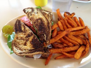 TJ's Cafe Lunch - a Reuben Sandwich and Sweet Potato Fries