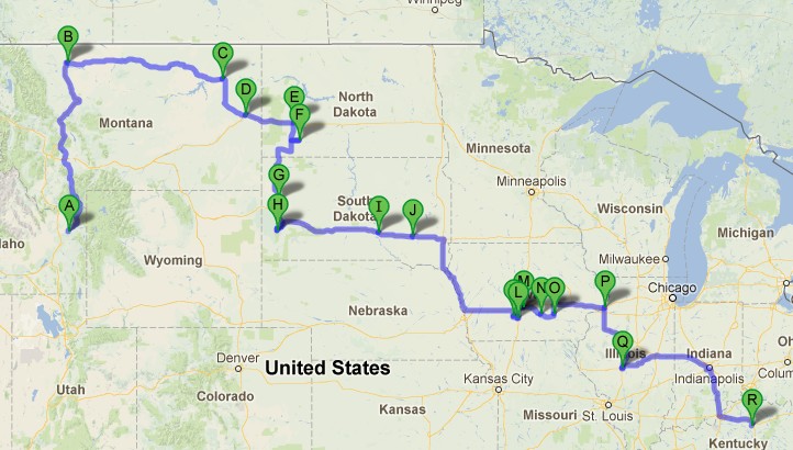 Map of our entire road trip - April 2013