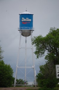 Water tower in Dallas -- in the middle of the road