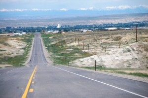 US Route 16 into Worland, WY from Ten Sleep, WY