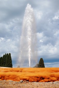 The Soda Springs Geyser - erupts every hour on the hour