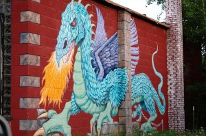 Large wall mural on Chelsea's Chinese restaurant in Oak Creek, CO