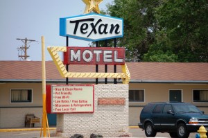 Texan Motel neon in Raton, New Mexico