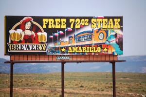 Free 72 OZ Steak sign in Raton (the place is in Amarillo, Texas!!)