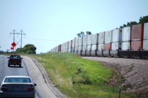 Long Train Running along US 60 near Norwood, Missouri
