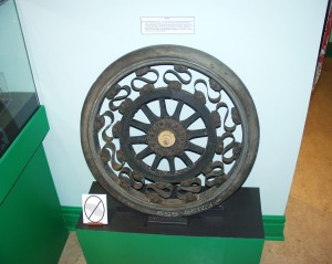 Old Wagon Wheel in the Building a City Gallery of Woodstock Museum