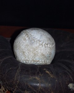 Old baseball and mitt in Beachville Museum