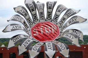 Stop sign flower in Meadville, PA