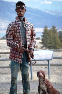 Scrap Metal and wire Man and Dog at entrance to Gates of the Mountains in Montana
