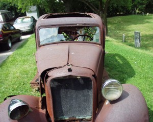 Old Car with mannikin in Fletcher, Ohio