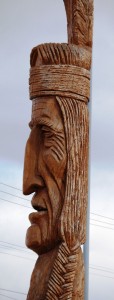 Gigantic Peter Toth carved Indian in Idaho Falls, Idaho. He has more than 55 of these around the US, all different. I have only seen two.