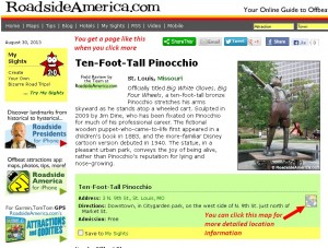 A typical Roadside America Attraction Page