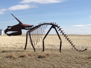 Giant Scrap Metal Triceratops - near Rudyard, Montana