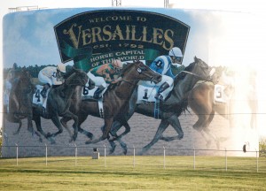 A mural on a water tower in Versailles, Kentucky