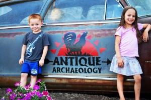 My Grandkidz at with the old Antique Archaeology Nash