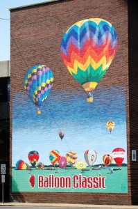 Colorful mural depicting Balloon Classic