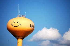 Smiley Water Tower in Adair, Iowa