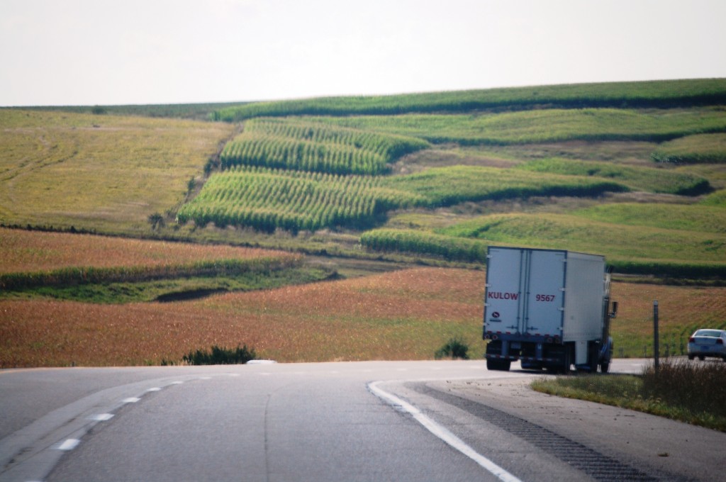 Interstate 80 runs through the beautiful rolling hills of northwestern Iowa.