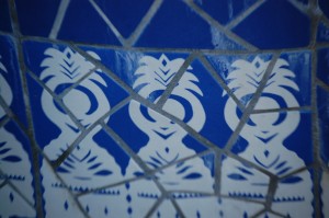 Tile work on a fountain in Little Mexico