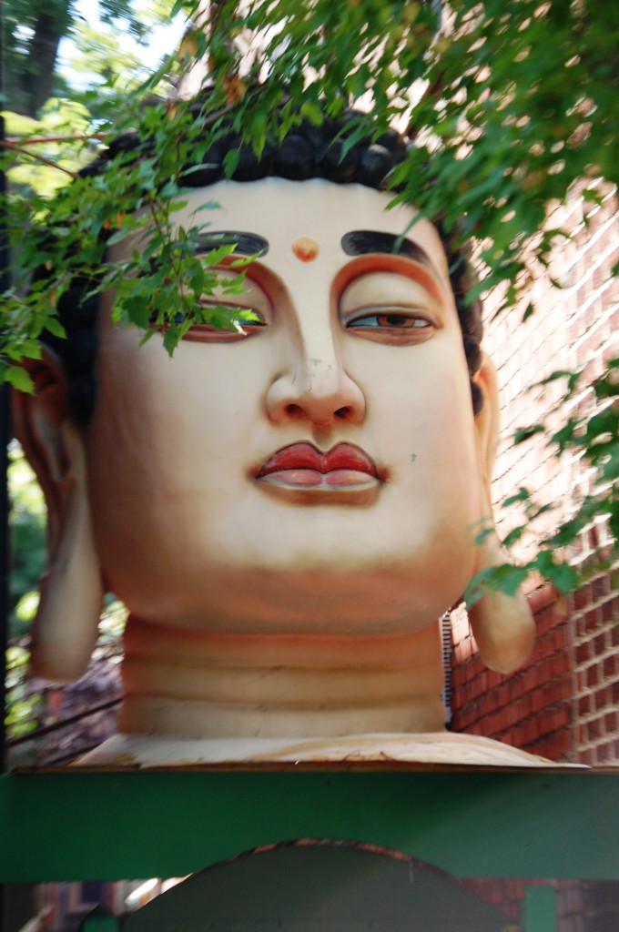 Buddha Head adorns the top of the Front Door to the Gallery
