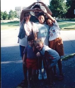 Family in Frankfort, Kentucky with the State Capital Building, July 1993