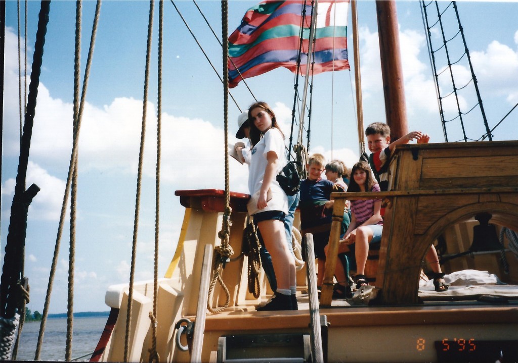 Kids take over the ship at Jamestown, VA - August 1995