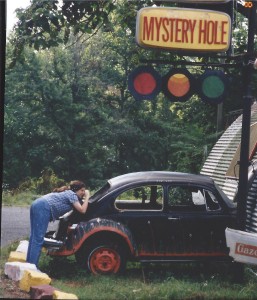 Marissa taking photos at the Mystery Hole in Ansted, WV - Aug 1995