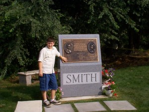 Solomon at the memorial to Joseph and Hyrum Smith in Carthage, IL