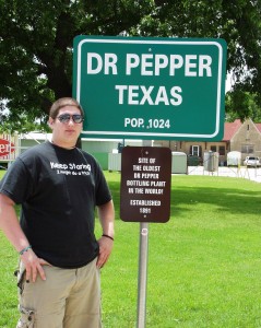 My son Solomon in Dublin, Texas home of the Dr. Pepper Plant in June 2007