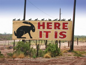 Route 66 "Here It Is" Rabbit sign near Joseph City, AZ