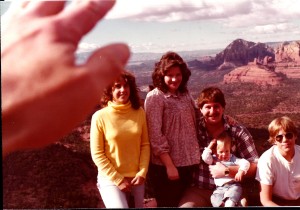 Our family at Schnebley Hill overlooking the Red Rocks of Sedona in 1980.