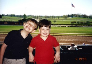 Seth and Solomon learn about one of Kentucky's big attractions - Horse Racing at Keeneland in April 1995